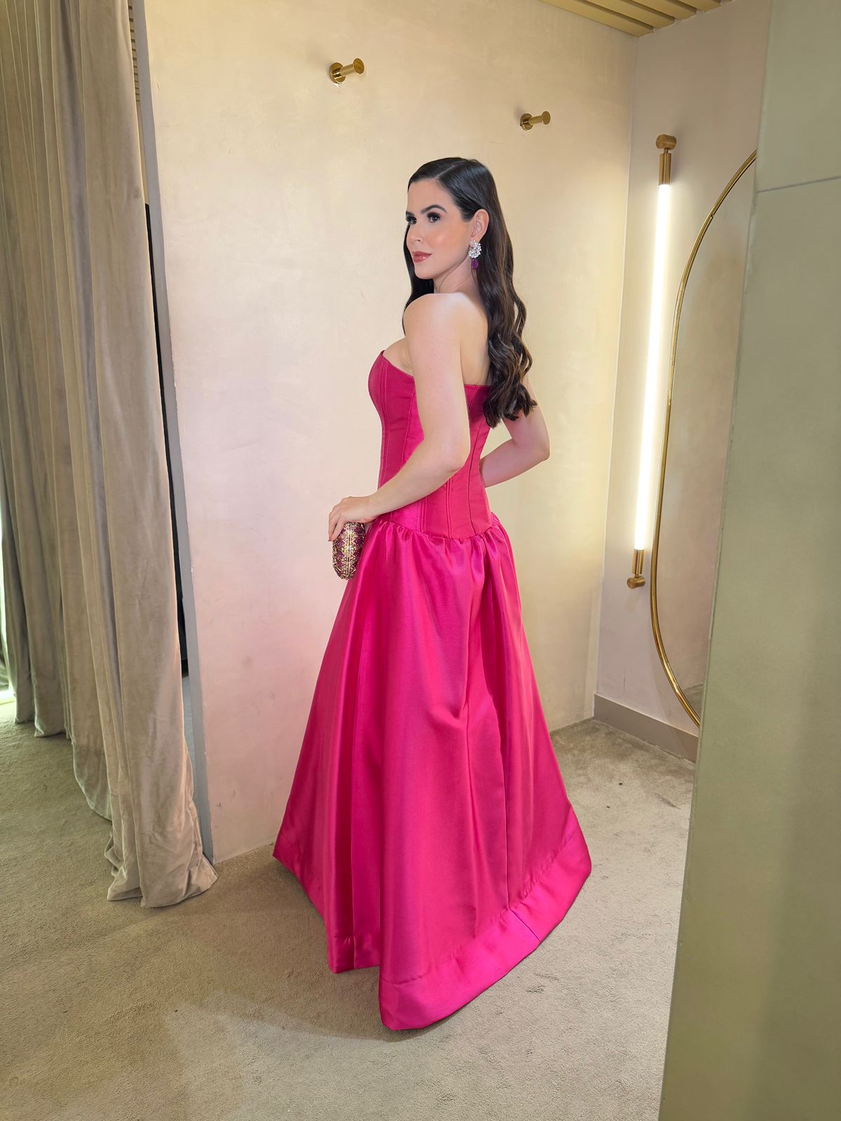 Vestido Pink cintura baixa de alfaiataria