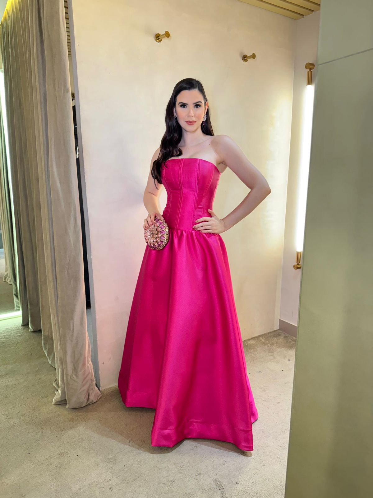 Vestido Pink cintura baixa de alfaiataria